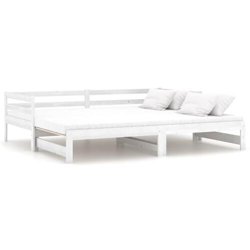 Daybed med udtræk 2x(90x200) cm massivt fyrretræ hvid