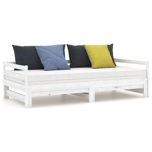 Daybed med udtræk 2x(90x200) cm massivt fyrretræ hvid