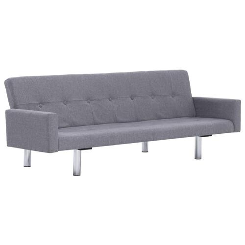 Sovesofa med armlæn lysegrå polyester