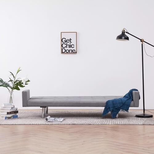 Sovesofa med armlæn lysegrå polyester
