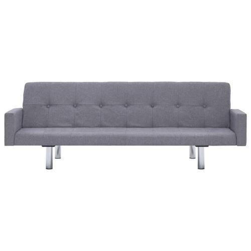 Sovesofa med armlæn lysegrå polyester
