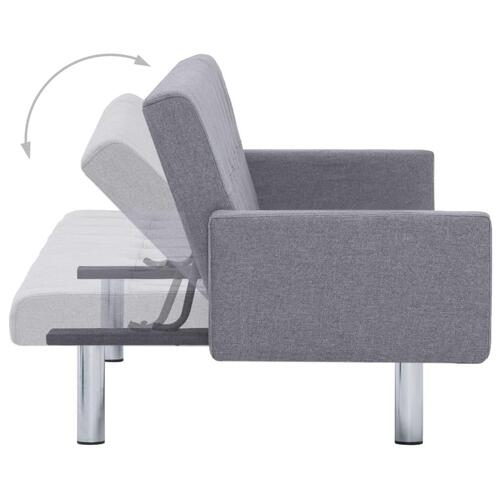 Sovesofa med armlæn lysegrå polyester