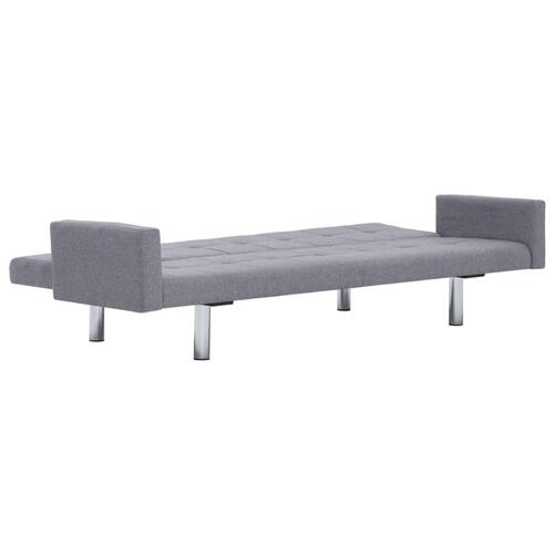 Sovesofa med armlæn lysegrå polyester
