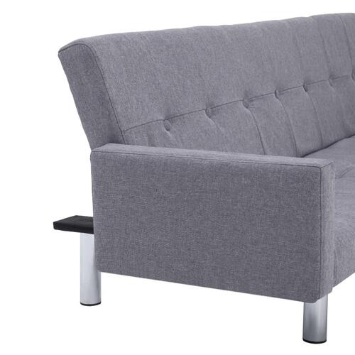 Sovesofa med armlæn lysegrå polyester