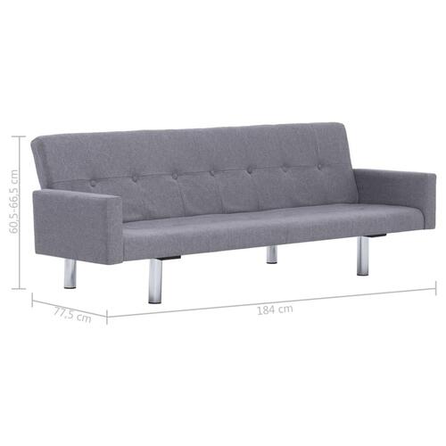 Sovesofa med armlæn lysegrå polyester
