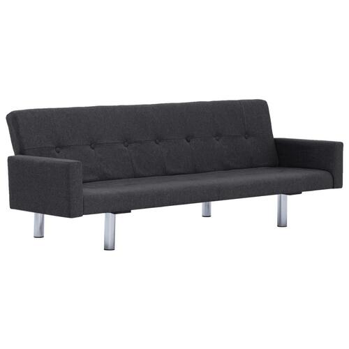 Sovesofa med armlæn mørkegrå polyester