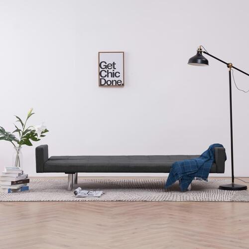 Sovesofa med armlæn mørkegrå polyester