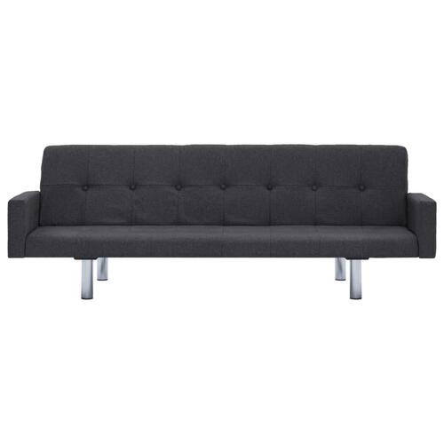 Sovesofa med armlæn mørkegrå polyester