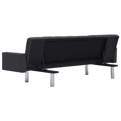 Sovesofa med armlæn mørkegrå polyester