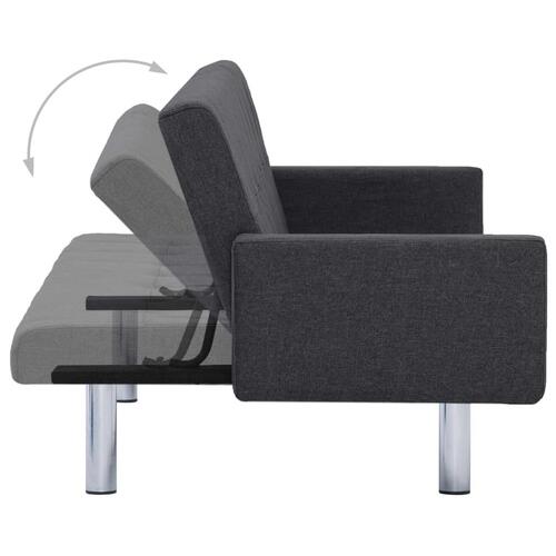 Sovesofa med armlæn mørkegrå polyester