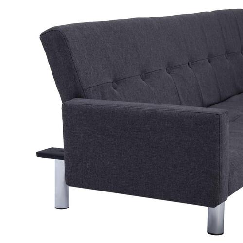 Sovesofa med armlæn mørkegrå polyester