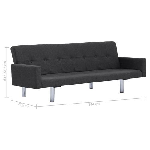 Sovesofa med armlæn mørkegrå polyester