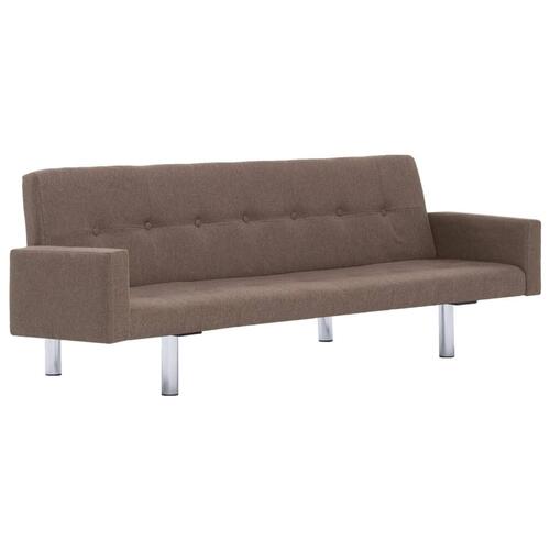 Sovesofa med armlæn brun polyester