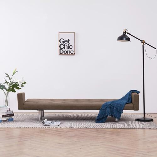 Sovesofa med armlæn brun polyester