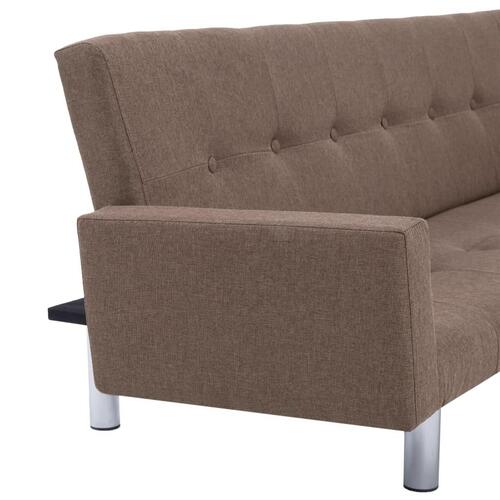 Sovesofa med armlæn brun polyester