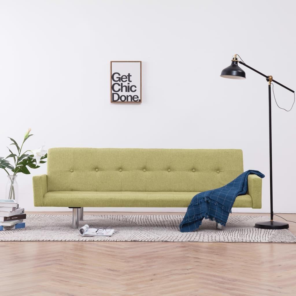 Sovesofa med armlæn grøn polyester