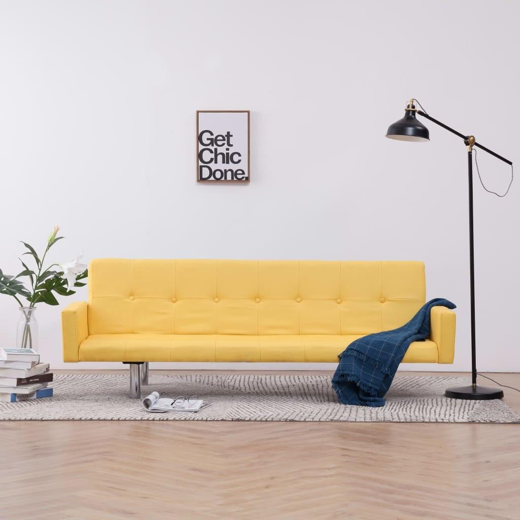 Sovesofa med armlæn gul polyester