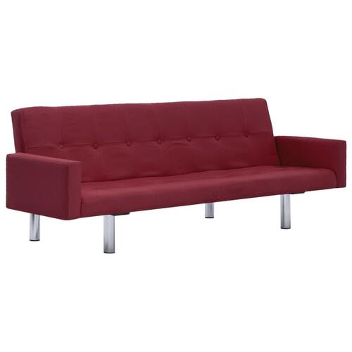 Sovesofa med armlæn vinrød polyester