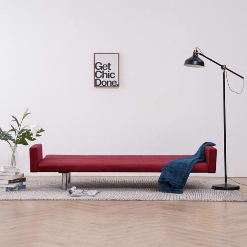 Sovesofa med armlæn vinrød polyester