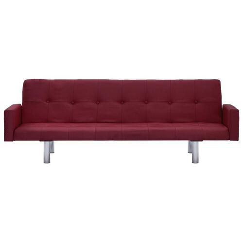 Sovesofa med armlæn vinrød polyester