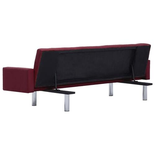 Sovesofa med armlæn vinrød polyester