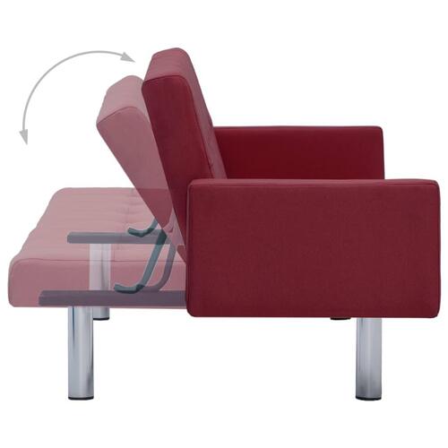 Sovesofa med armlæn vinrød polyester