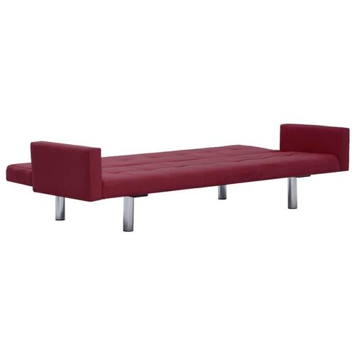 Sovesofa med armlæn vinrød polyester
