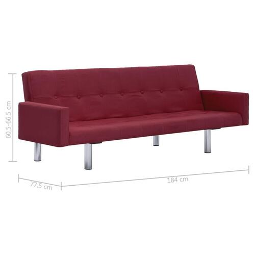 Sovesofa med armlæn vinrød polyester