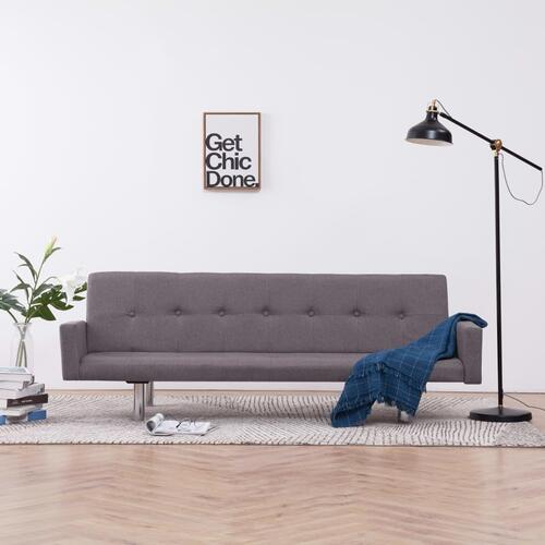 Sovesofa med armlæn gråbrun polyester