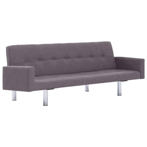 Sovesofa med armlæn gråbrun polyester
