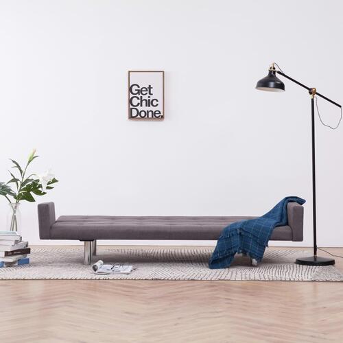 Sovesofa med armlæn gråbrun polyester