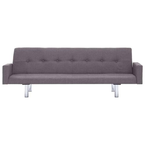 Sovesofa med armlæn gråbrun polyester