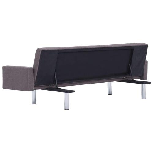 Sovesofa med armlæn gråbrun polyester