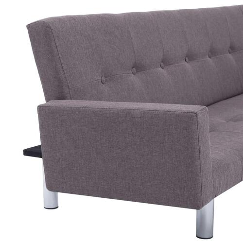Sovesofa med armlæn gråbrun polyester