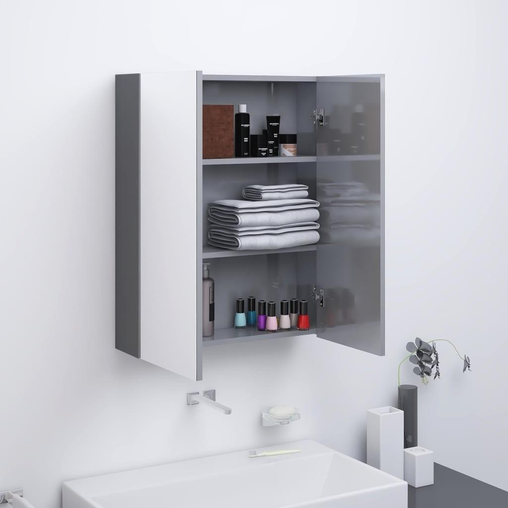 Se Badeværelsesskab med spejl 60x15x75 cm MDF skinnende grå hos Boligcenter.dk