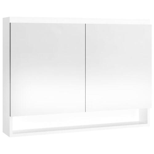 Badeværelsesskab med spejl 80x15x60 cm MDF blank hvid