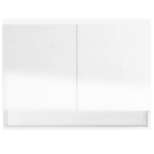 Badeværelsesskab med spejl 80x15x60 cm MDF blank hvid