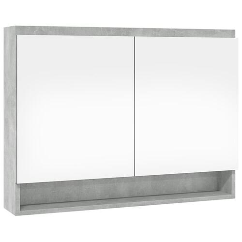 Badeværelsesskab med spejl 80x15x60 cm MDF betongrå