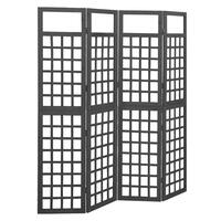 4-panels rumdeler/espalier 161x180 cm massivt grantræ sort