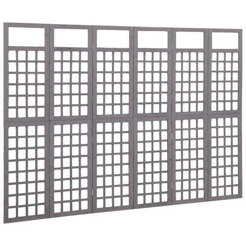 6-panels rumdeler/espalier 242,5x180 cm massivt grantræ grå