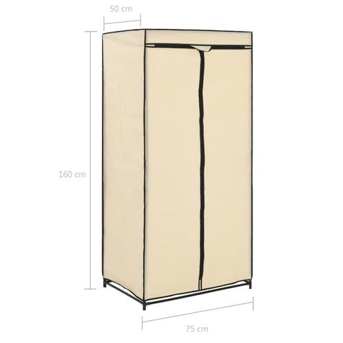Klædeskab 75x50x160 cm cremefarvet