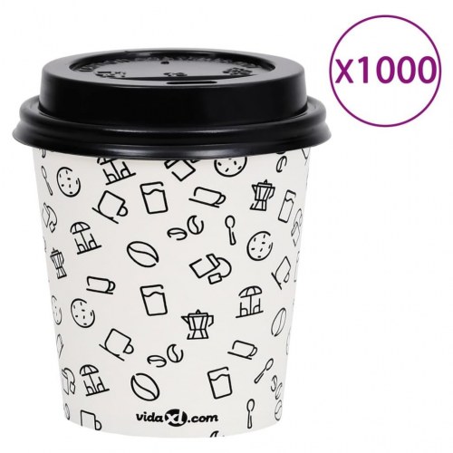 Papkrus med låg 200 ml 1000 stk. hvid og sort