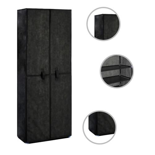 Skoskab 60 x 30 x 166 cm stof sort