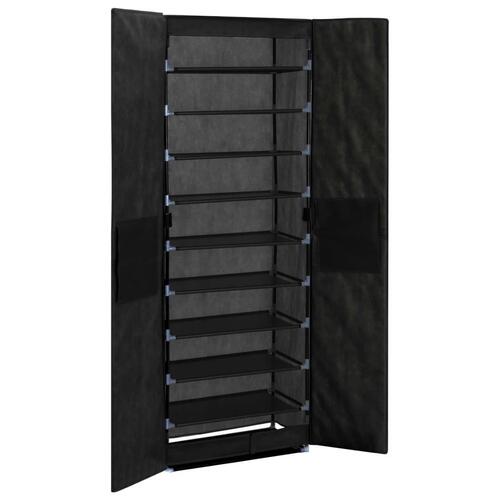 Skoskab 60 x 30 x 166 cm stof sort