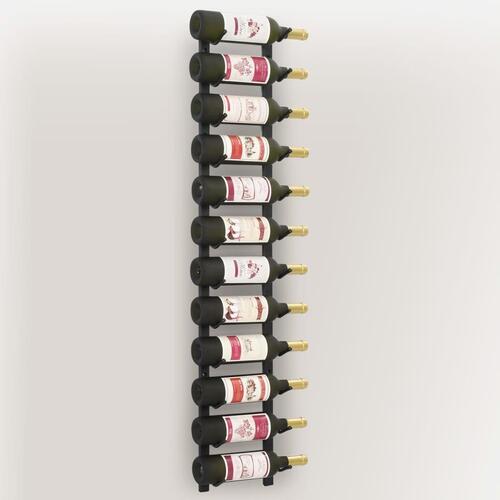 Vægmonteret vinreol til 12 vinflasker sort jern