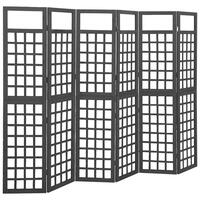 6-panels rumdeler/espalier 242,5x180 cm massivt grantræ sort
