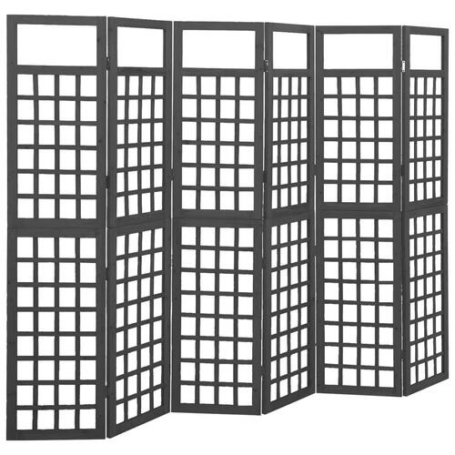 6-panels rumdeler/espalier 242,5x180 cm massivt grantræ sort