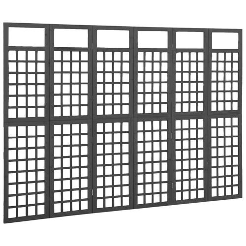 6-panels rumdeler/espalier 242,5x180 cm massivt grantræ sort