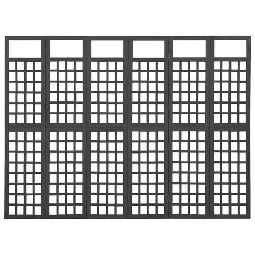 6-panels rumdeler/espalier 242,5x180 cm massivt grantræ sort