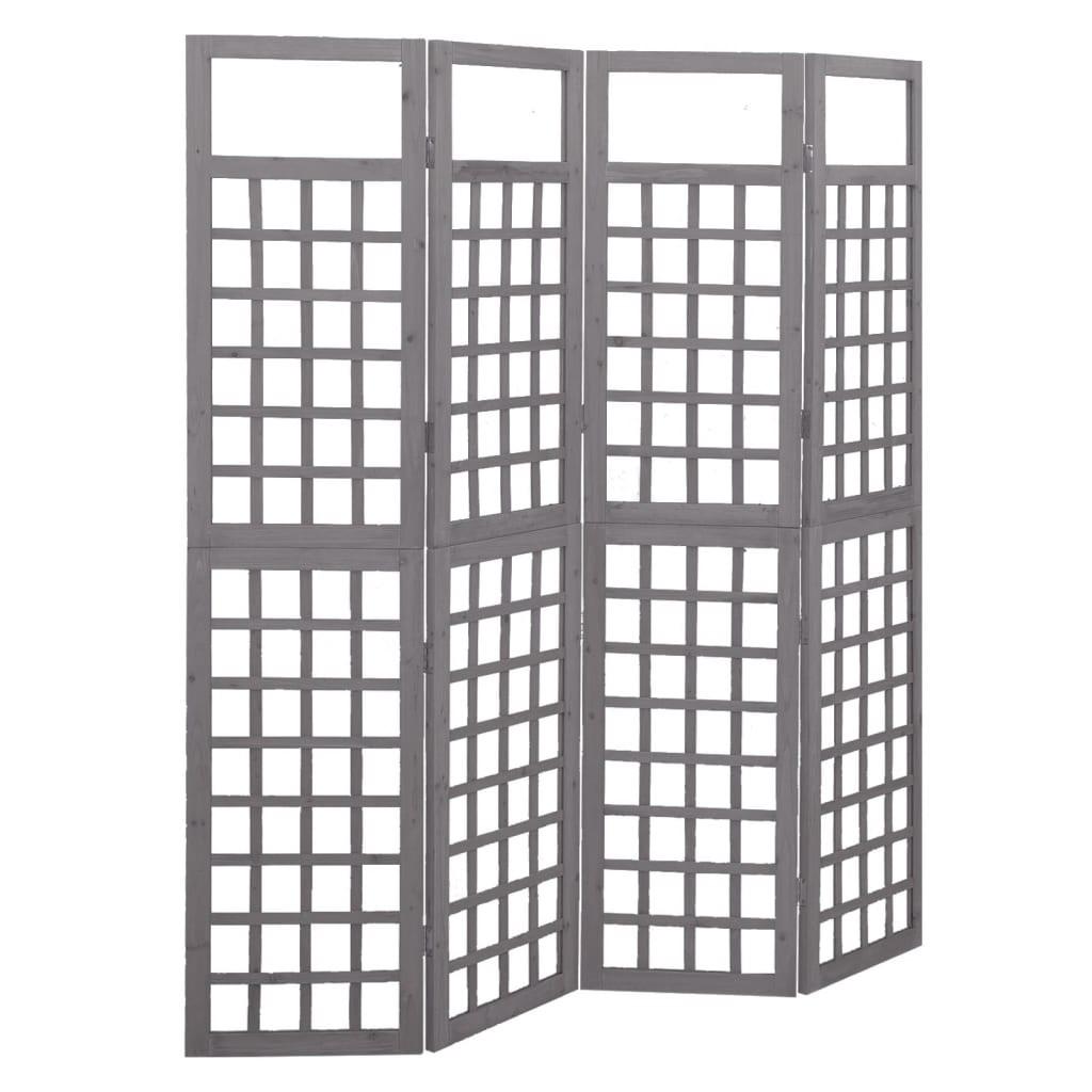4-panels rumdeler/espalier 161x180 cm massivt grantræ grå